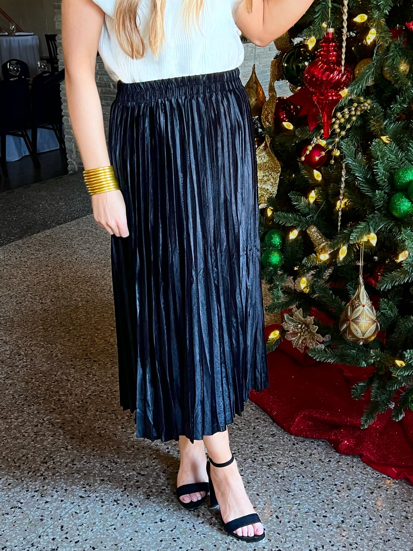 Velvet Pleated Skirt