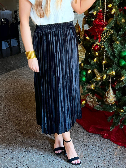 Velvet Pleated Skirt